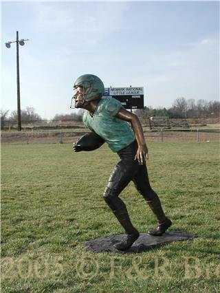 Boy Running with Football bronze statue-3
